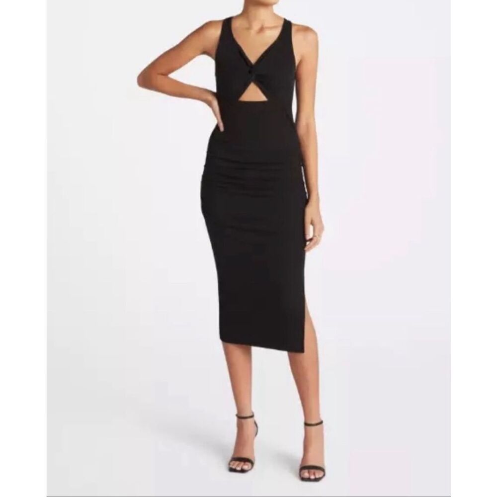 Michael Stars Guilia Dress Ultra Rib Black Size Large Petite